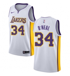 Men's Nike Los Angeles Lakers #34 Shaquille O'Neal Authentic White NBA Jersey - Association Edition