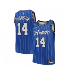 Men's Orlando Magic #14 D.J. Augustin Authentic Blue Hardwood Classics Basketball Jersey