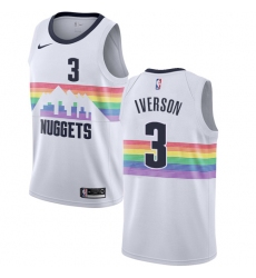 Youth Nike Denver Nuggets #3 Allen Iverson Swingman White NBA Jersey - City Edition