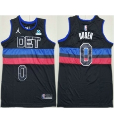 Men's Detroit Pistons #0 Jalen Duren Black Statement Icon Sponsor Swingman Jersey