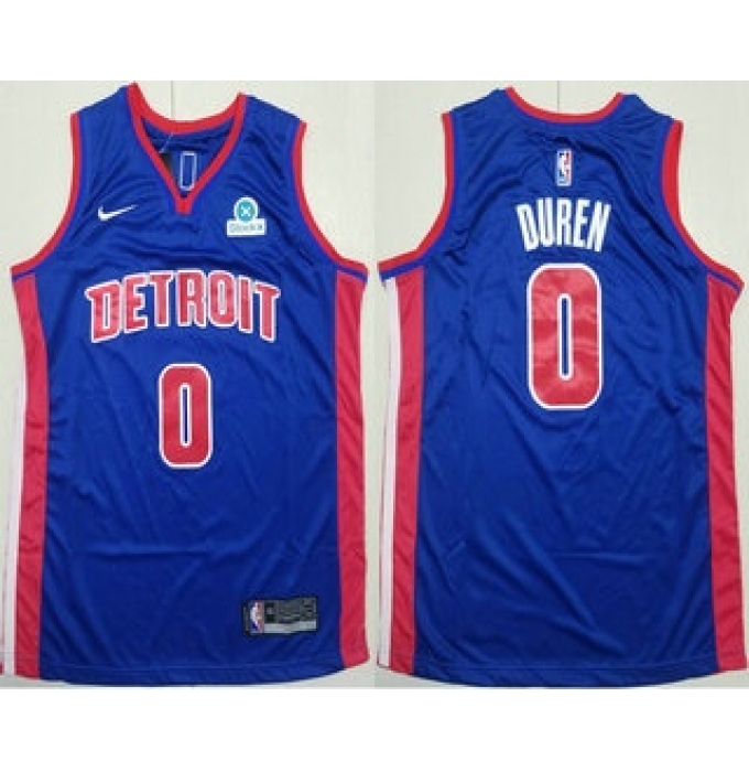 Men's Detroit Pistons #0 Jalen Duren Blue Icon Sponsor Edition Stitched Jersey