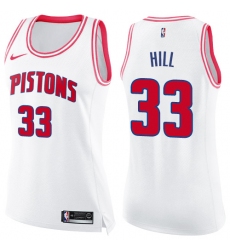 Women's Nike Detroit Pistons #33 Grant Hill Swingman White/Pink Fashion NBA Jersey