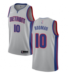 Women's Nike Detroit Pistons #10 Dennis Rodman Authentic Silver NBA Jersey Statement Edition