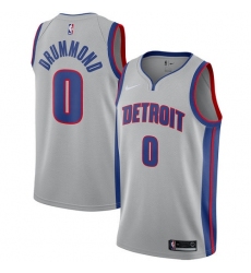 Men's Nike Detroit Pistons #0 Andre Drummond Authentic Silver NBA Jersey Statement Edition