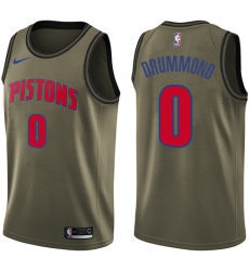 Men's Nike Detroit Pistons #0 Andre Drummond Swingman Green Salute to Service NBA Jersey