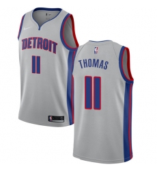 Men's Nike Detroit Pistons #11 Isiah Thomas Swingman Silver NBA Jersey Statement Edition