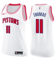 Women's Nike Detroit Pistons #11 Isiah Thomas Swingman White/Pink Fashion NBA Jersey