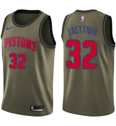 Men's Nike Detroit Pistons #32 Christian Laettner Swingman Green Salute to Service NBA Jersey