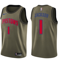 Youth Nike Detroit Pistons #1 Reggie Jackson Swingman Green Salute to Service NBA Jersey