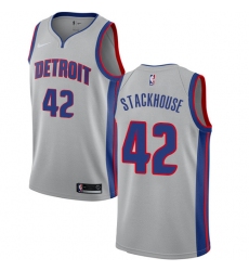 Youth Nike Detroit Pistons #42 Jerry Stackhouse Swingman Silver NBA Jersey Statement Edition
