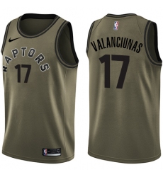 Men's Nike Toronto Raptors #17 Jonas Valanciunas Swingman Green Salute to Service NBA Jersey