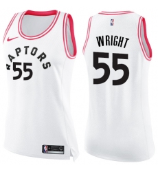 Women's Nike Toronto Raptors #55 Delon Wright Swingman White/Pink Fashion NBA Jersey