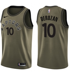 Men's Nike Toronto Raptors #10 DeMar DeRozan Swingman Green Salute to Service NBA Jersey