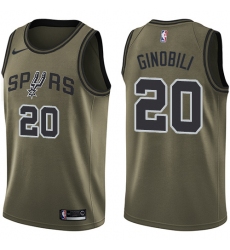 Men's Nike San Antonio Spurs #20 Manu Ginobili Swingman Green Salute to Service NBA Jersey