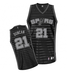 Men's Adidas San Antonio Spurs #21 Tim Duncan Authentic Black/Grey Groove NBA Jersey