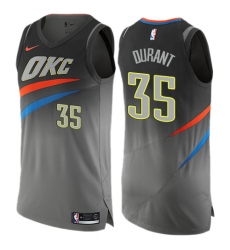 Men's Nike Oklahoma City Thunder #35 Kevin Durant Authentic Gray NBA Jersey - City Edition