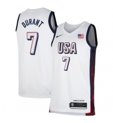 Men's USA Basketball #7 Kevin Durant White 2024 Swingman Stitched Jersey