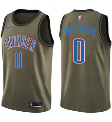 Youth Nike Oklahoma City Thunder #0 Russell Westbrook Swingman Green Salute to Service NBA Jersey