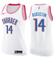 Women's Nike Oklahoma City Thunder #14 D.J. Augustin Swingman White/Pink Fashion NBA Jersey