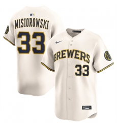 Men's Milwaukee Brewers #33 Jacob Misiorowski Cream 2025 Limited Stitched Baseball Jersey