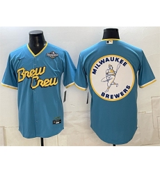 Mens Milwaukee Brewers Team Big Logo Powder Blue 2026 World Series City Connect Stitched Baseball Jersey