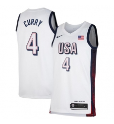 Men's USA Basketball #4 Stephen Curry White 2024 Swingman Stitched Jersey