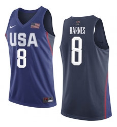 Men's Nike Team USA #8 Harrison Barnes Authentic Navy Blue 2016 Olympics Basketball Jersey