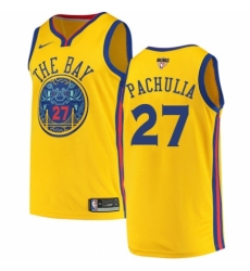 Men's Nike Golden State Warriors #27 Zaza Pachulia Swingman Gold 2018 NBA Finals Bound NBA Jersey - City Edition