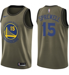 Men's Nike Golden State Warriors #15 Latrell Sprewell Swingman Green Salute to Service NBA Jersey