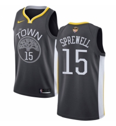 Youth Nike Golden State Warriors #15 Latrell Sprewell Swingman Black Alternate 2018 NBA Finals Bound NBA Jersey - Statement Edition