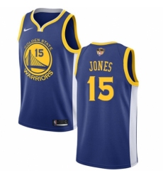 Men's Nike Golden State Warriors #15 Damian Jones Swingman Royal Blue Road 2018 NBA Finals Bound NBA Jersey - Icon Edition