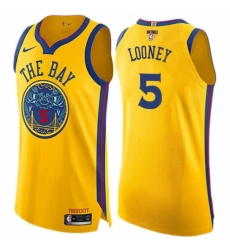 Youth Nike Golden State Warriors #5 Kevon Looney Swingman Gold 2018 NBA Finals Bound NBA Jersey - City Edition