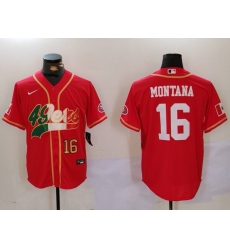 Men's San Francisco 49ers #16 Joe Montana Red With Cool Base Stitched Baseball Jerseys