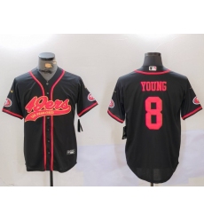 Men's San Francisco 49ers #8 Steve Young Black With Cool Base Stitched Baseball Jerseys