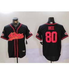 Men's San Francisco 49ers #80 Jerry Rice Black With Cool Base Stitched Baseball Jersey