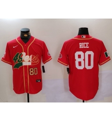 Men's San Francisco 49ers #80 Jerry Rice Red With Cool Base Stitched Baseball Jersey