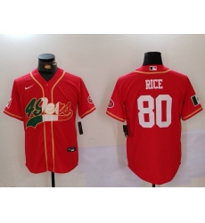 Men's San Francisco 49ers #80 Jerry Rice Red With Cool Base Stitched Baseball Jerseys