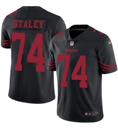 Men's Nike San Francisco 49ers #74 Joe Staley Limited Black Rush Vapor Untouchable NFL Jersey
