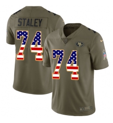 Youth Nike San Francisco 49ers #74 Joe Staley Limited Olive/USA Flag 2017 Salute to Service NFL Jersey