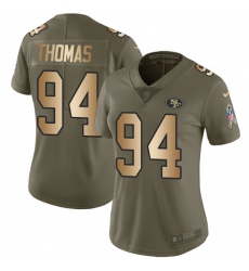 Women's Nike San Francisco 49ers #94 Solomon Thomas Limited Olive/Gold 2017 Salute to Service NFL Jersey