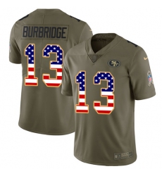 Men's Nike San Francisco 49ers #13 Aaron Burbridge Limited Olive/USA Flag 2017 Salute to Service NFL Jersey