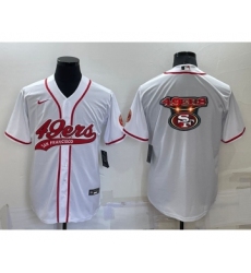 Men's San Francisco 49ers White Team Big Logo With Patch Cool Base Stitched Baseball Jersey