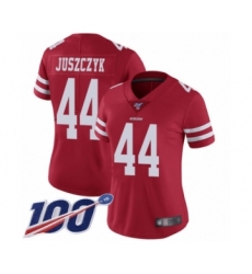 Women's San Francisco 49ers #44 Kyle Juszczyk Red Team Color Vapor Untouchable Limited Player 100th Season Football Jersey