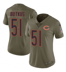 Women's Nike Chicago Bears #51 Dick Butkus Limited Olive 2017 Salute to Service NFL Jersey