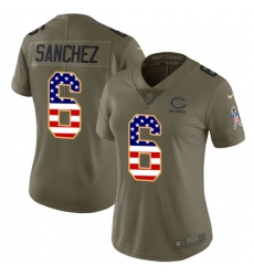 Women's Nike Chicago Bears #6 Mark Sanchez Limited Olive/USA Flag Salute to Service NFL Jersey