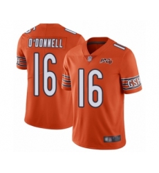 Men's Chicago Bears #16 Pat O'Donnell Orange Alternate 100th Season Limited Football Jersey