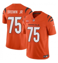 Men's Cincinnati Bengals #75 Orlando Brown Jr. Orange 2024 F.U.S.E With 1-star C Vapor Untouchable Limited Football Stitched Jersey