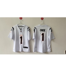 Women's Cincinnati Bengals #1 Ja'Marr Chase White Vapor Football Stitched Jersey(Run Small)