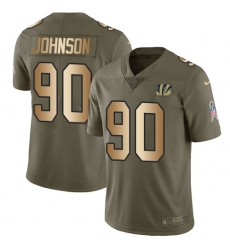 Youth Nike Cincinnati Bengals #90 Michael Johnson Limited Olive/Gold 2017 Salute to Service NFL Jersey