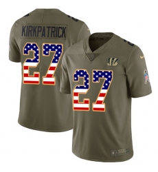 Youth Nike Cincinnati Bengals #27 Dre Kirkpatrick Limited Olive/USA Flag 2017 Salute to Service NFL Jersey